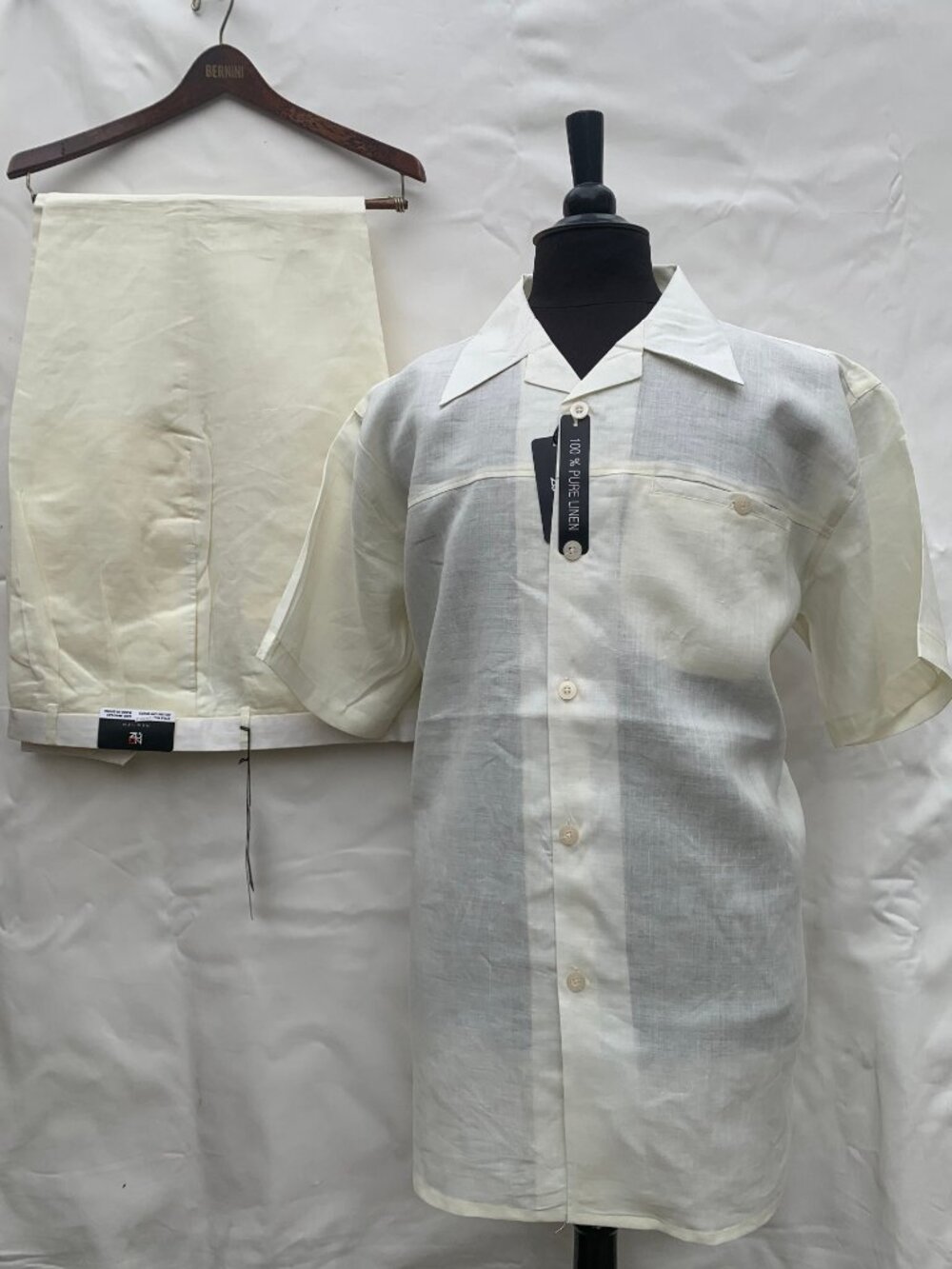 NEW-GEN 100% linen Blend Two-Piece Casual Short Sleeve Shirt & Pant For Men